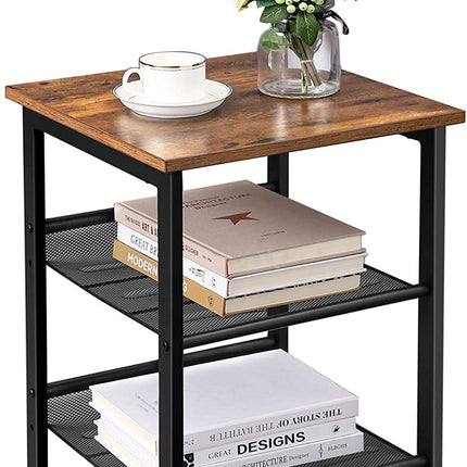 VASAGLE Side Table with 2 Mesh Shelves