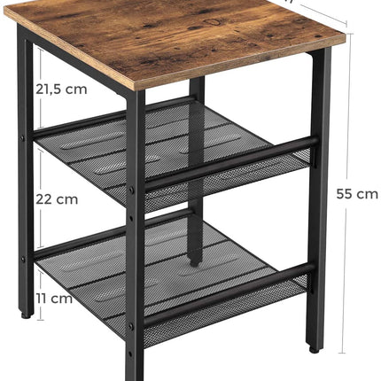 VASAGLE Side Table with 2 Mesh Shelves