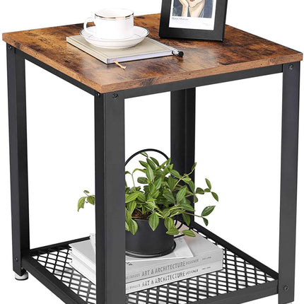 VASAGLE Side Table 2-Tier Nightstand with Mesh Shelf