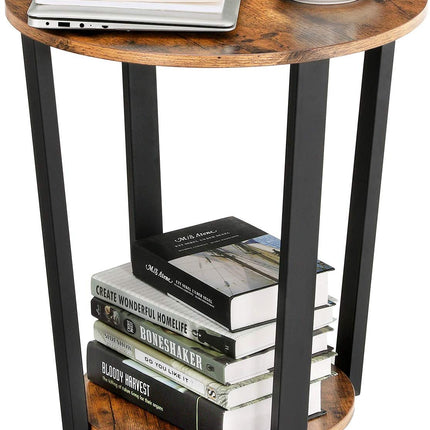 VASAGLE Round Side Table with Shelf