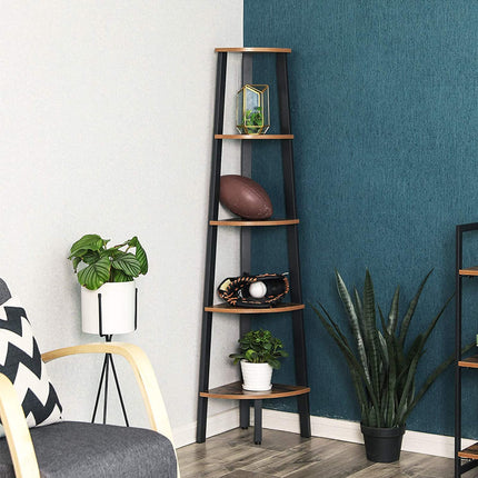 VASAGLE Corner Shelf 5-Tier Industrial Ladder Bookcase