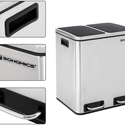 SONGMICS LTB30H 2 x 15 L Waste Separation System with 2 Inner Buckets