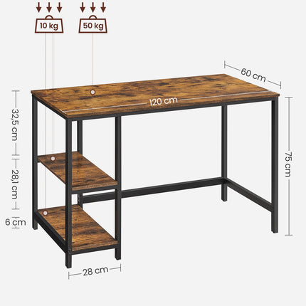 VASAGLE Side Shelf Computer Desk