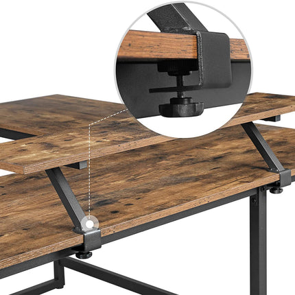 VASAGLE L-Shaped Desk with Screen Stand for Studying, Gaming, Working, Space-Saving