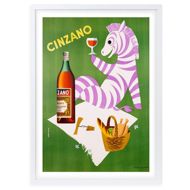 Wall Art's Cinzano Zebra Large 105cm x 81cm Framed A1 Art Print