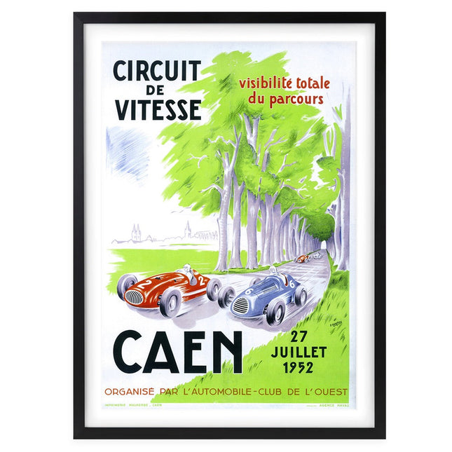 Wall Art's Caen Grand Prix Poster 1 Large 105cm x 81cm Framed A1 Art Print