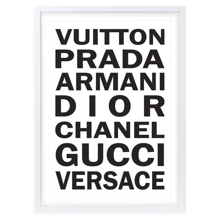 Wall Art's Fashion Names Bold Large 105cm x 81cm Framed A1 Art Print