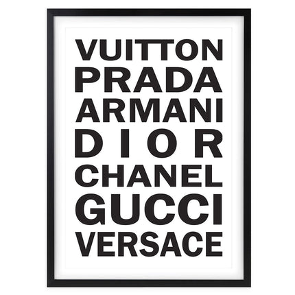 Wall Art's Fashion Names Bold Large 105cm x 81cm Framed A1 Art Print