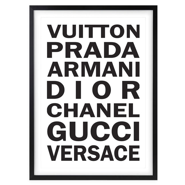 Wall Art's Fashion Names Bold Large 105cm x 81cm Framed A1 Art Print