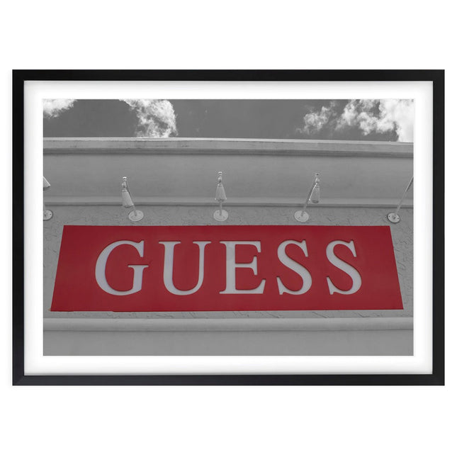Wall Art's Guess Sign Large 105cm x 81cm Framed A1 Art Print