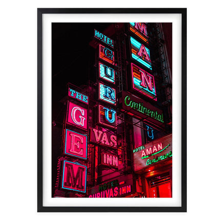 Wall Art's Hotel Guru Neon Large 105cm x 81cm Framed A1 Art Print