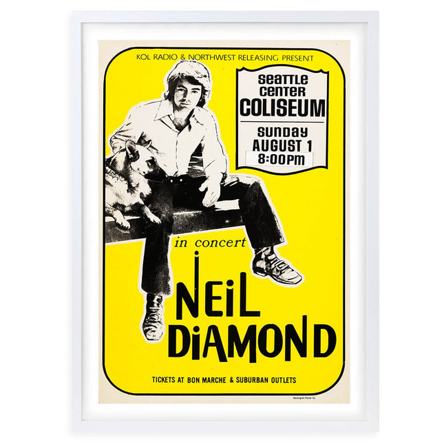 Wall Art's Neil Diamond - Seattle Center Coliseum - 1971 Large 105cm x 81cm Framed A1 Art Print