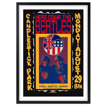 Wall Art's The Beatles - The Ronettes - Candlestick Park Large 105cm x 81cm Framed A1 Art Print