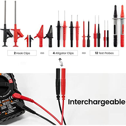 KAIWEETS 23PCS Multimeter Test Leads Kit with Replaceable Precision Probes Set and Alligator Clips, Test Probes, Test Hook, Flexible Wires Professional Kit General Use for Digital Electrical Testing