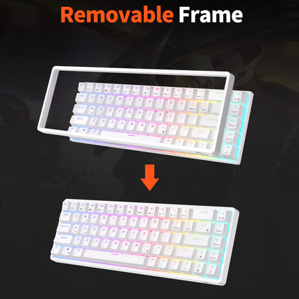 ROYAL KLUDGE RK68 Wireless Hot Swap White 65% Mechanical Keyboard, Red Switch