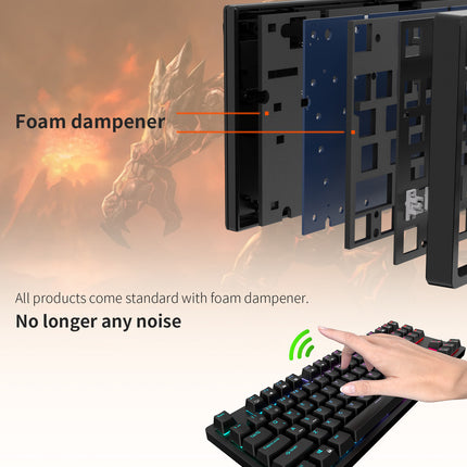 ROYAL KLUDGE RK84 Wireless Hot Swap Black 65% Mechanical Keyboard, Red Switch