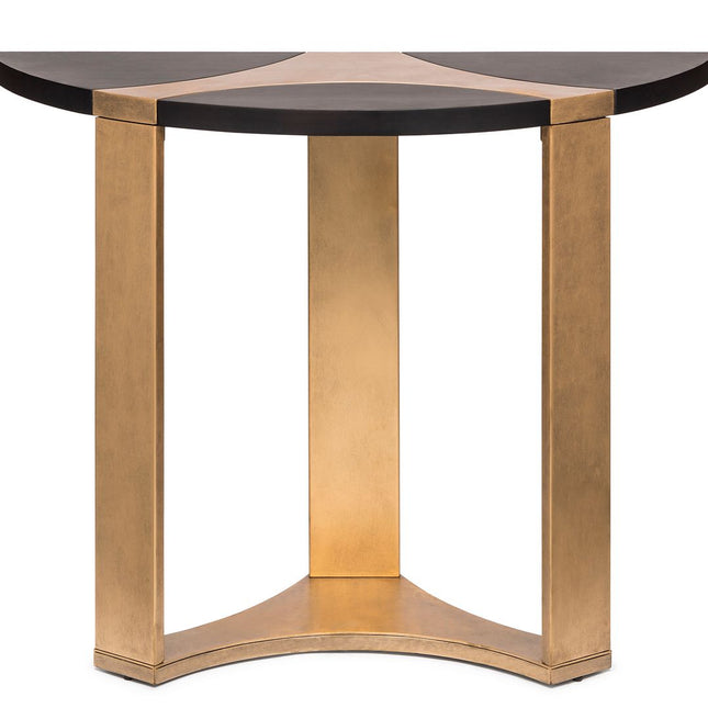 Contemporary Half Round Brass and Black Hallway Console Table