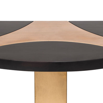 Contemporary Half Round Brass and Black Hallway Console Table