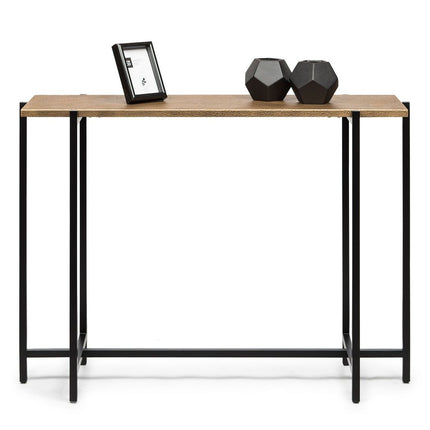 Narrow Golden Black Hallway Console Table with Textured Top