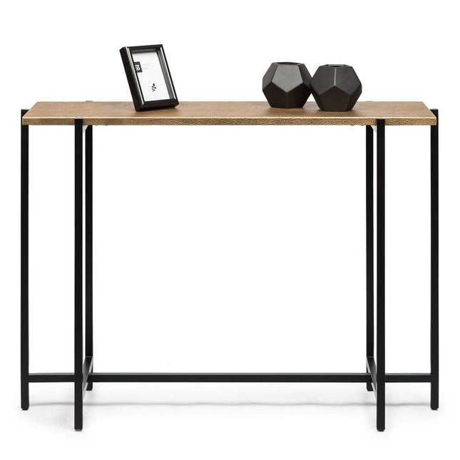 Narrow Golden Black Hallway Console Table with Textured Top