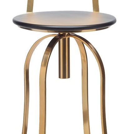 Gold Black Swivel Kitchen Bar Stool Chair with High Back in Netted Design Frame