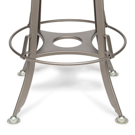 Industrial Height Adjustable Swivel Bar Stool with Oak Wood Top - Grey Finish
