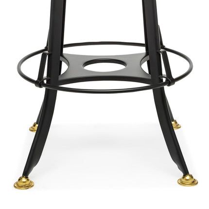 Industrial Wooden Height Adjustable Swivel Bar Stool Chair with Back - Gold Black
