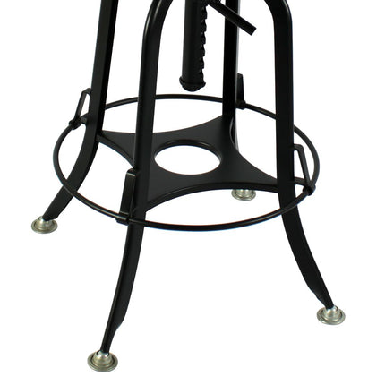 Industrial Wooden Height Adjustable Swivel Bar Stool Chair with Back - Black Rustic