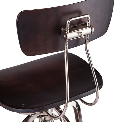 Industrial Wooden Height Adjustable Swivel Bar Stool Chair with Back - Nickel Black