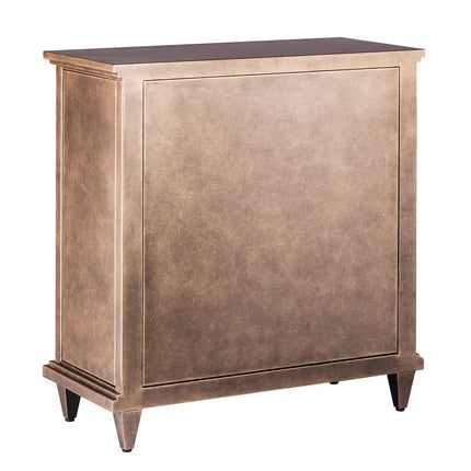 Iron Glass Buffet Sideboard Cabinet with 3 Level Storage in Brass Finish