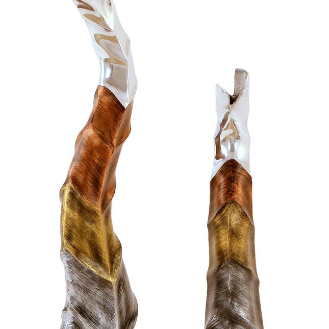 Tall Slim Hand-Painted Aluminium Decorative Flower Vases - Set of 2