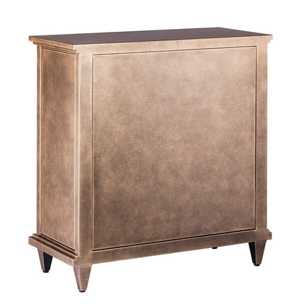Sideboard Buffet Cabinet Storage with Mirrored Glass Doors in French Brass Finish