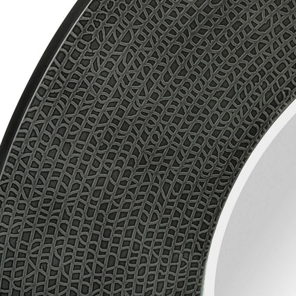 Round Wall Mirror with Croc Pattern Frame in Black Silver Finish