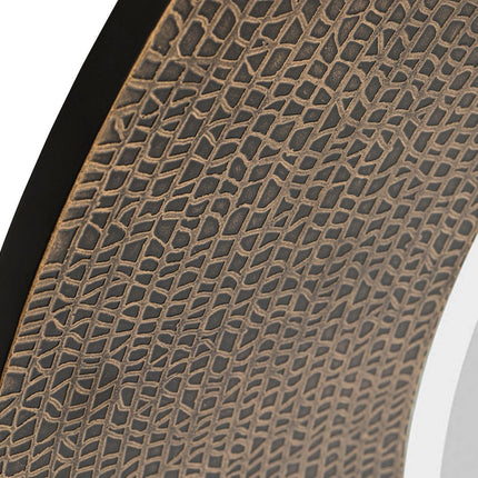 Round Wall Mirror with Croc Pattern Frame in Gold Black Finish