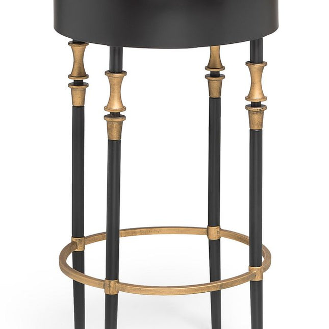 Wooden Round Gold Black Side Table with Finial Legs