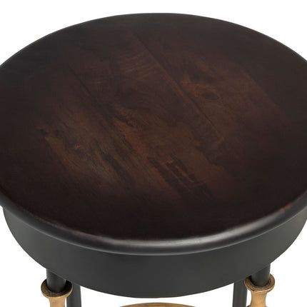 Wooden Round Gold Black Side Table with Finial Legs