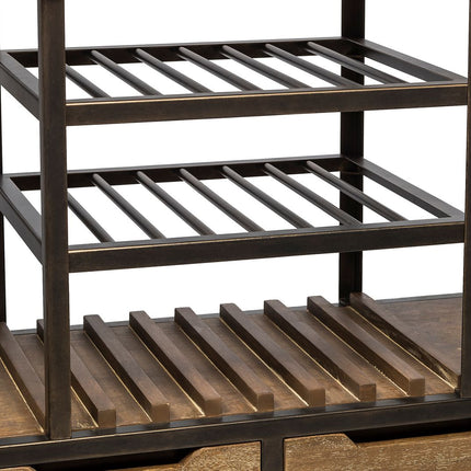 Industrial Style Wooden Bar Cart Drinks Trolley Station with Wine Bottle Rack