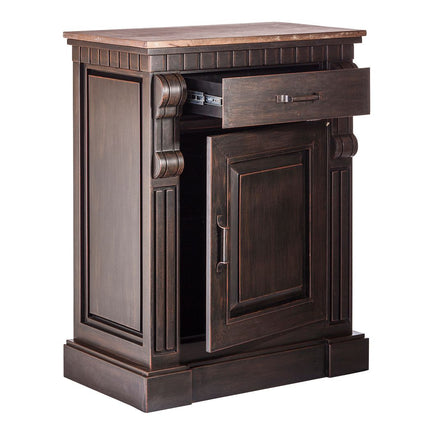 Iron Sideboard Buffet Cabinet with Drawer Storage and Wood Top