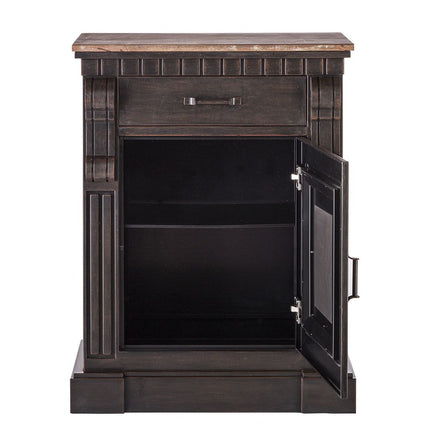 Iron Sideboard Buffet Cabinet with Drawer Storage and Wood Top