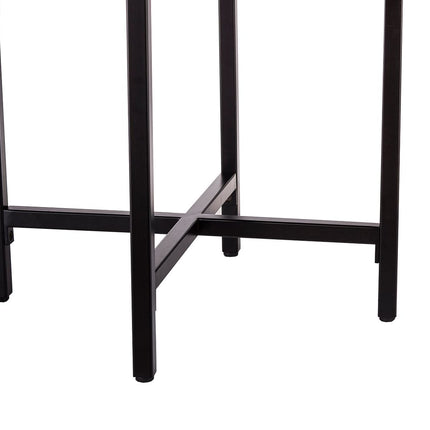 Small Round Iron Black Side Table with Copper Finish Top