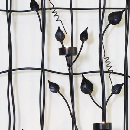Leaf Style Black Tealight Candle Holders Wall Art Decor