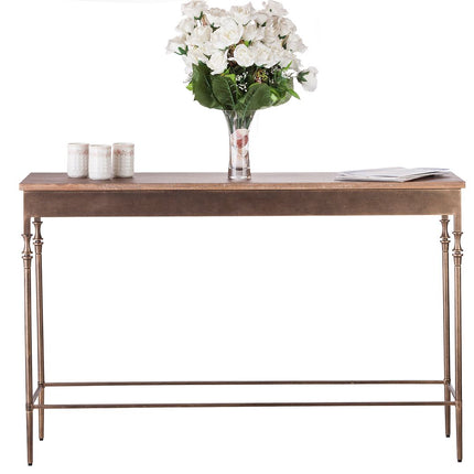Wooden Iron Narrow Hallway Console Table with Finial Legs