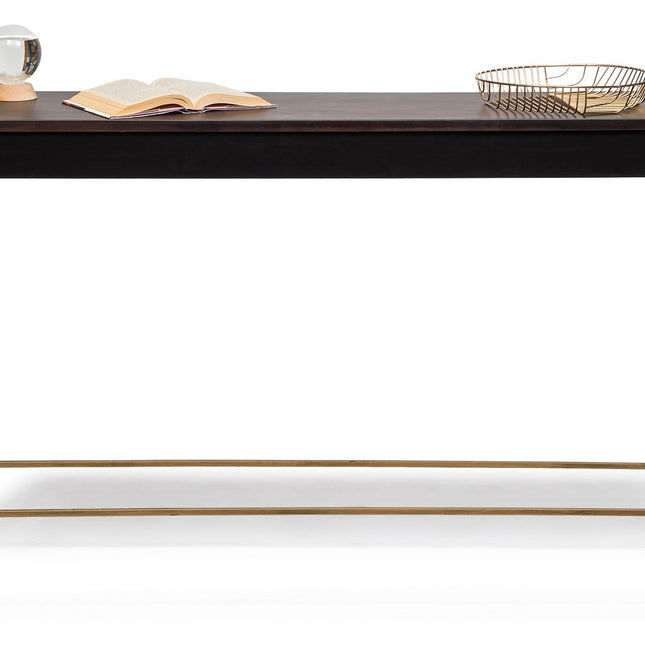 Gold Black Wooden Slim Hallway Console Table with Finial Legs