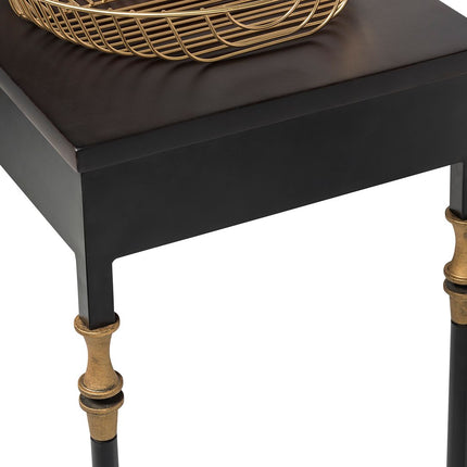 Gold Black Wooden Slim Hallway Console Table with Finial Legs