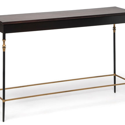 Gold Black Wooden Slim Hallway Console Table with Finial Legs