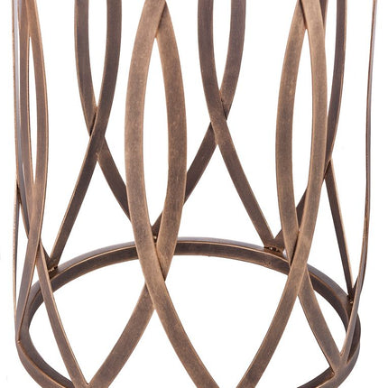 Round Iron Side Table with Cross Legs in Brass Finish