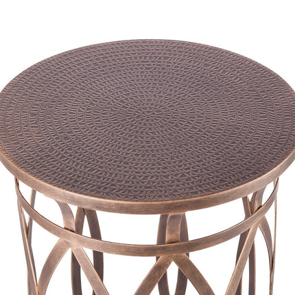 Round Iron Side Table with Cross Legs in Brass Finish
