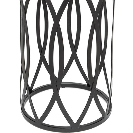 Black Round Iron Side Table with Cross Legs and Gold Finish Top
