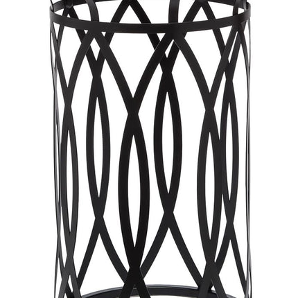 Black Round Iron Side Table with Cross Legs and Copper Finish Top