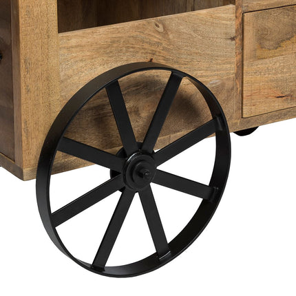 Industrial Style Wooden Bar Cart Drinks Trolley